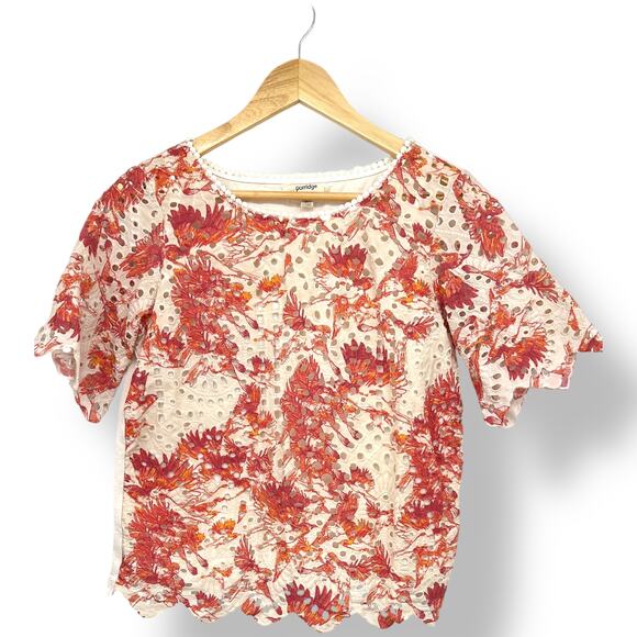 Anthropologie Porridge Arber Eyelet Lace Floral Top Women's S Coastal Resortwear - Picture 3 of 7